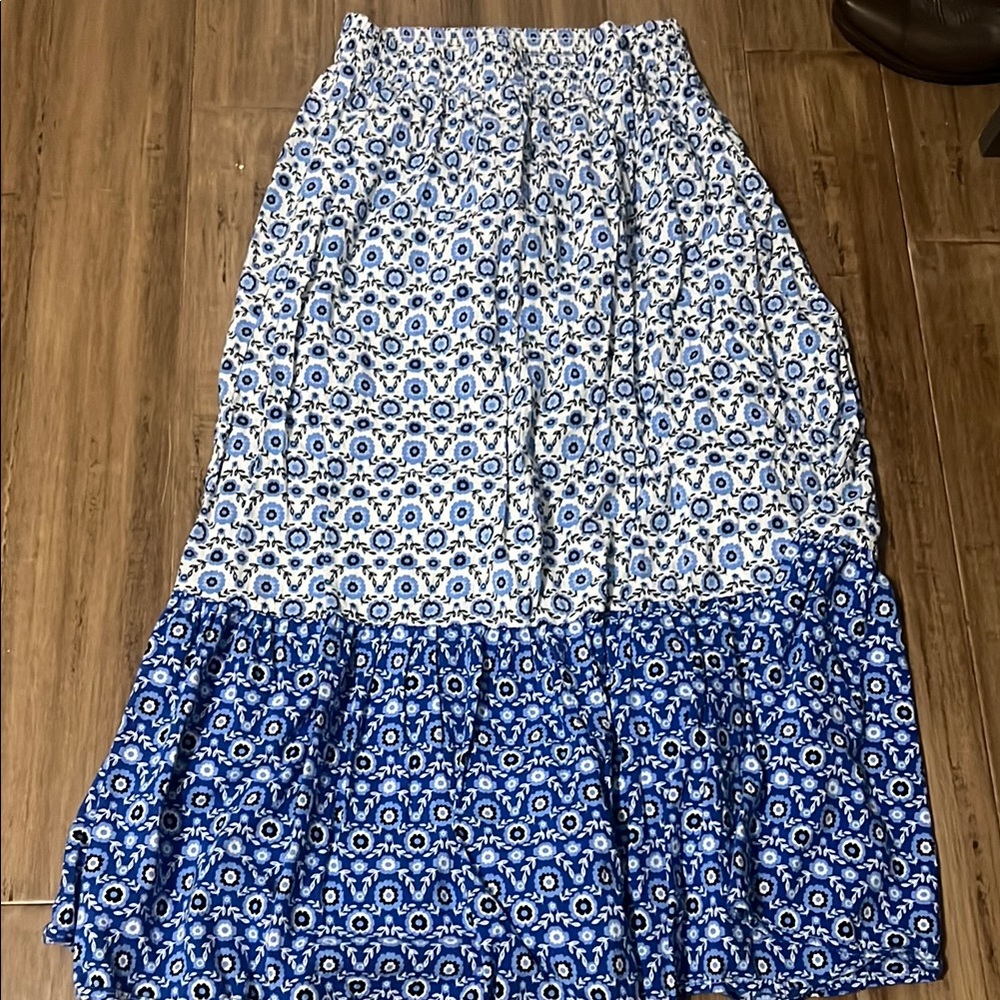 Floral Blue and White Skirt
